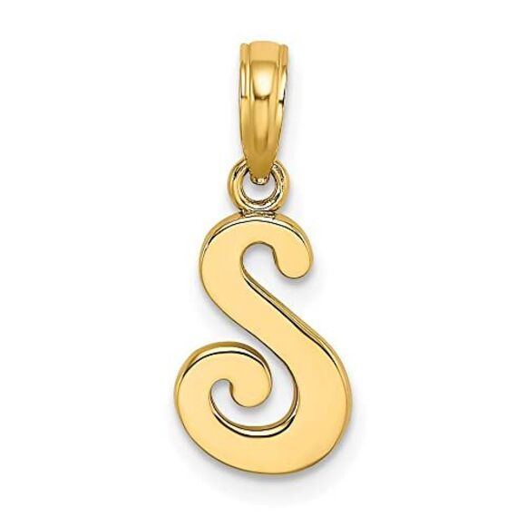 10K Yellow Gold Polished S Script Initial Charm - Picture 5 of 9